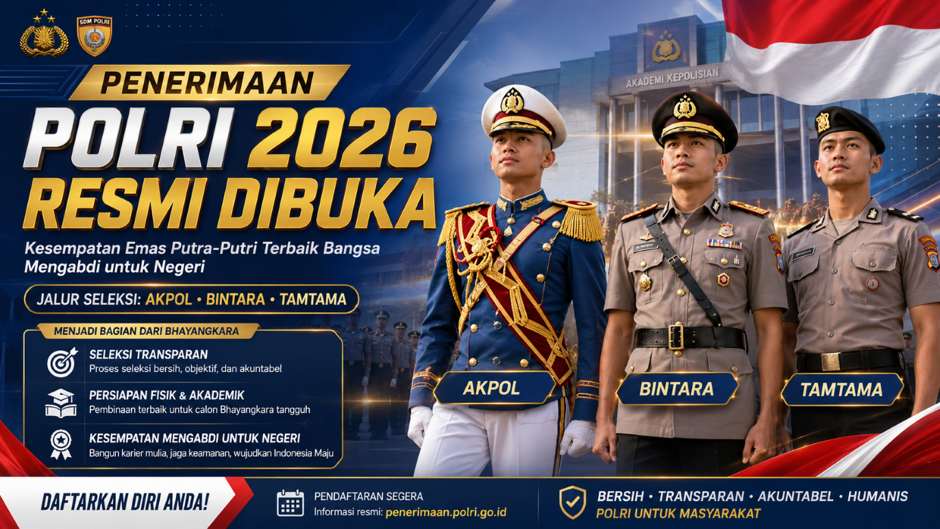 Penerimaan Polri 2026 Resmi Dibuka, Kesempatan Emas Putra-Putri Terbaik Bangsa Mengabdi untuk Negeri